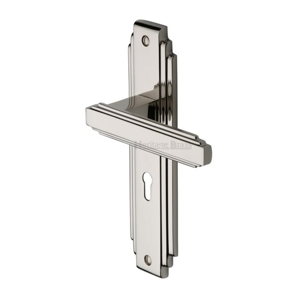 Heritage Brass Door Handle Lever Latch Astoria Design Polished Chrome Finish 1