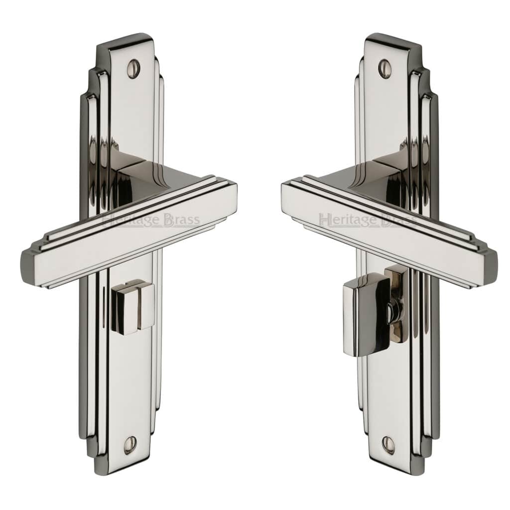 Heritage Brass Door Handle Euro Profile Astoria Design Polished Chrome Finish 1