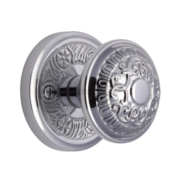 Heritage Brass Mortice Knob on Lock Plate Balmoral Design Polished Chrome finish 1