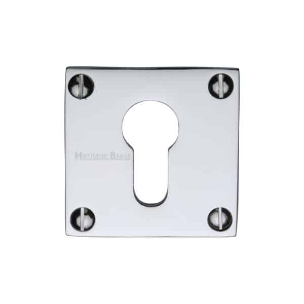 Heritage Brass Door Handle Lever Latch on Square Rose Bauhaus Design Polished Chrome Finish 1