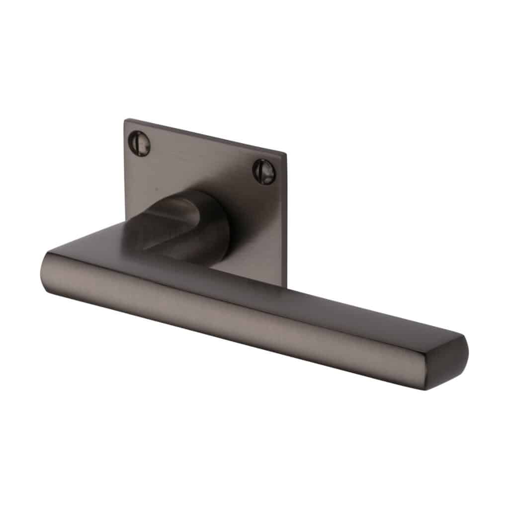 Heritage Brass Door Handle Lever Lock Bauhaus Design Matt Bronze Finish 1