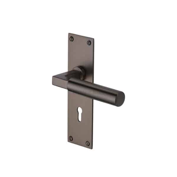 Heritage Brass Door Handle Lever Latch Bauhaus Design Antique Brass Finish 1