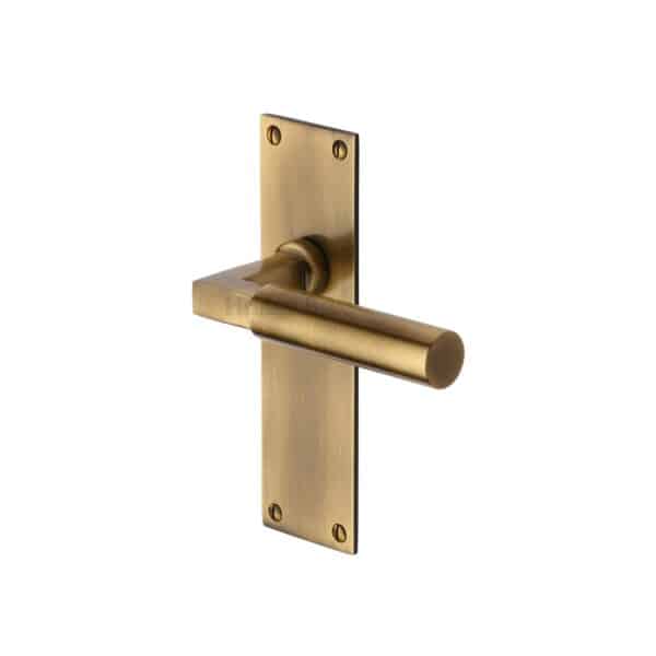 Heritage Brass Door Handle Lever Latch Bauhaus Design Satin Nickel Finish 1