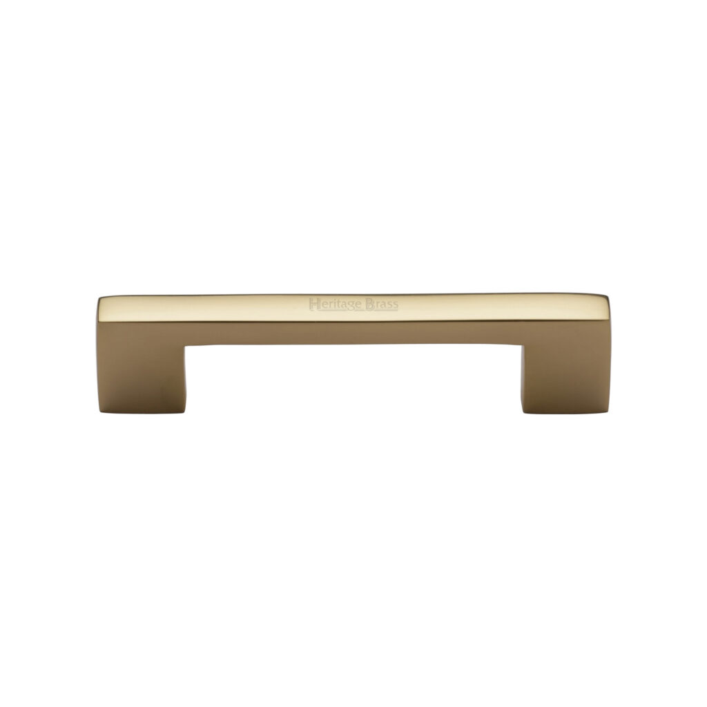 Heritage Brass Cabinet Pull Square Metro Design 128mm CTC Satin Brass Finish 1