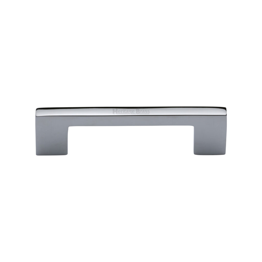 Heritage Brass Cabinet Pull Square Metro Design 128mm CTC Satin Chrome Finish 1