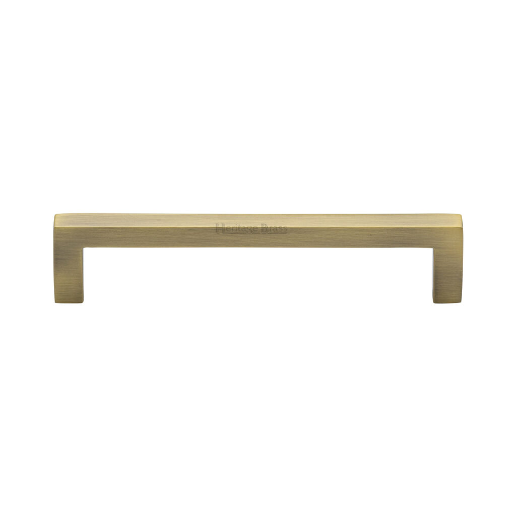 Heritage Brass Cabinet Pull Square Metro Design 160mm CTC Polished Brass Finish 1