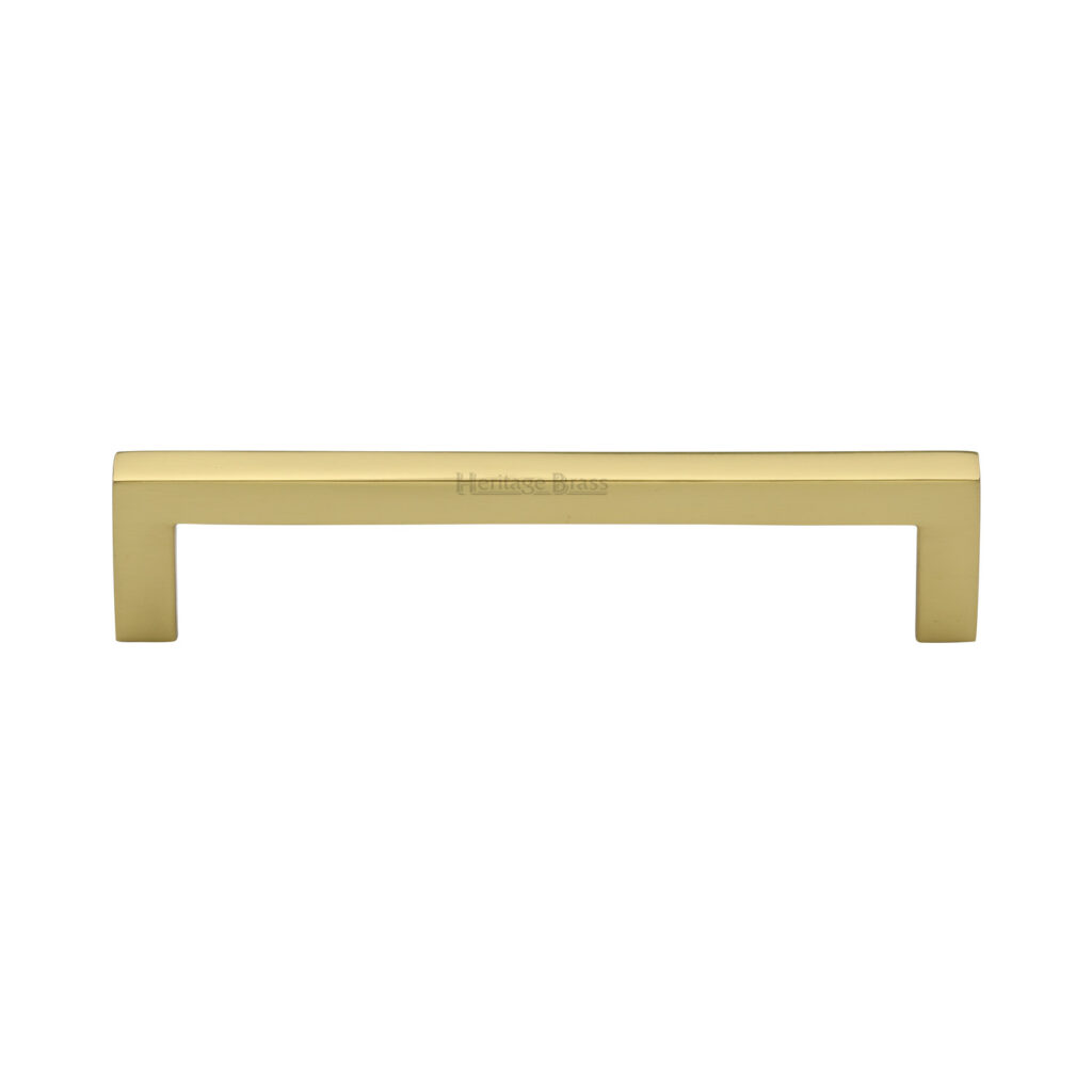 Heritage Brass Cabinet Pull Square Metro Design 160mm CTC Satin Brass Finish 1