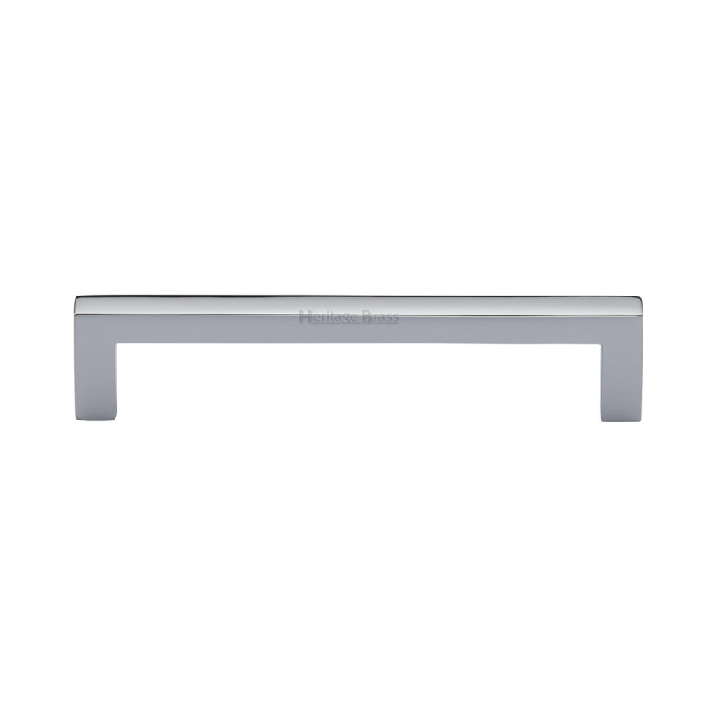 Heritage Brass Cabinet Pull Square Metro Design 160mm CTC Satin Chrome Finish 1