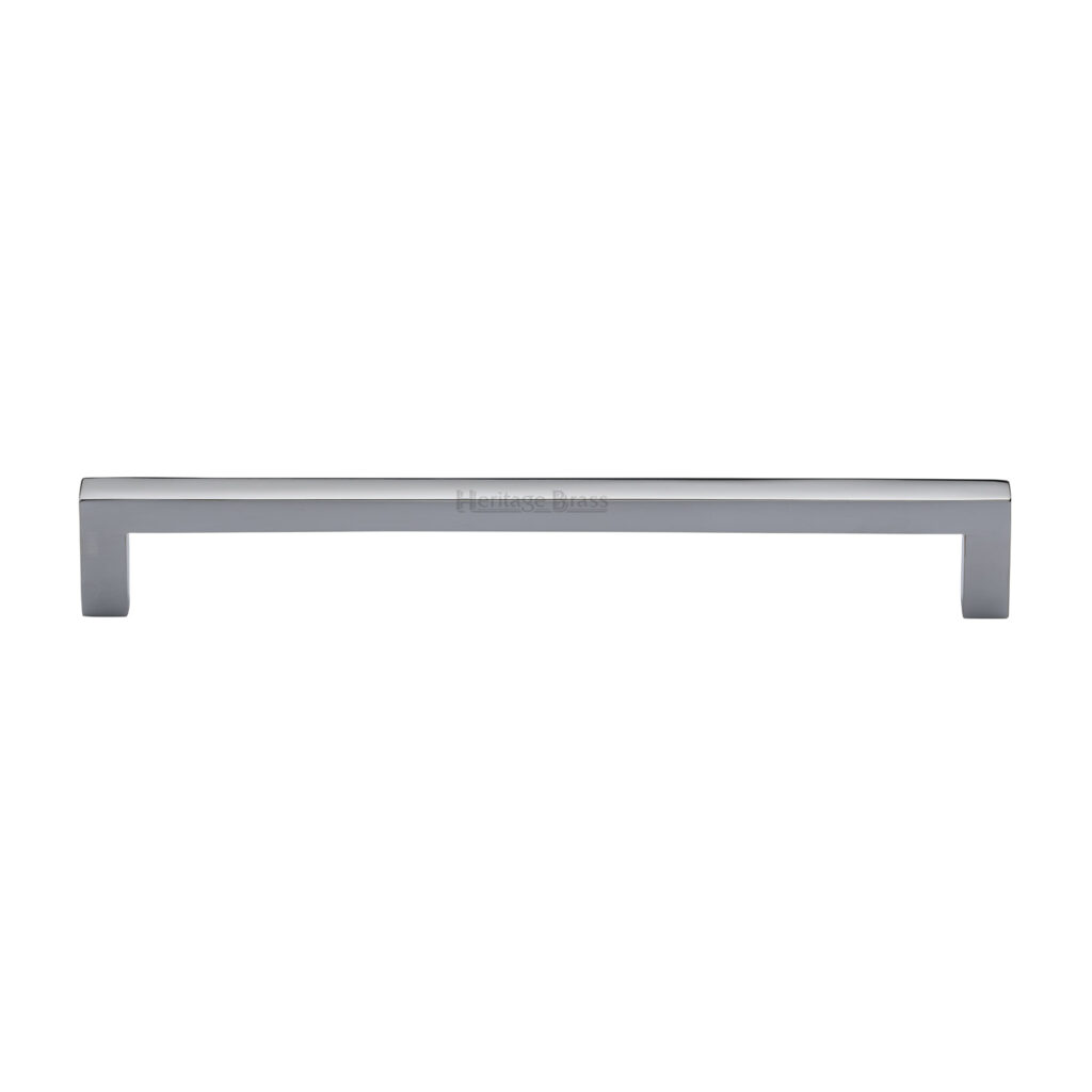 Heritage Brass Cabinet Pull Square Metro Design 256mm CTC Satin Chrome Finish 1