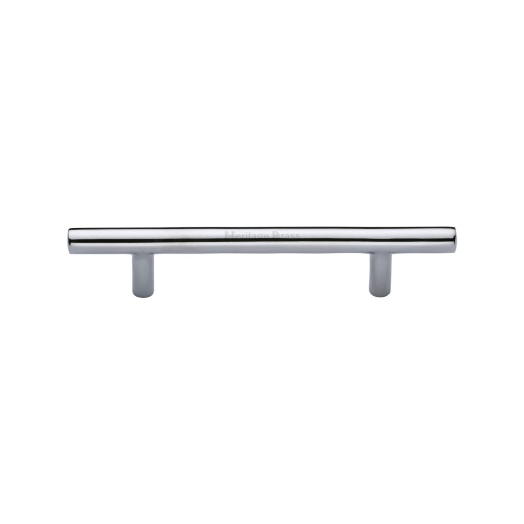 Heritage Brass Cabinet Pull T-Bar Design 128mm CTC Satin Chrome Finish 1