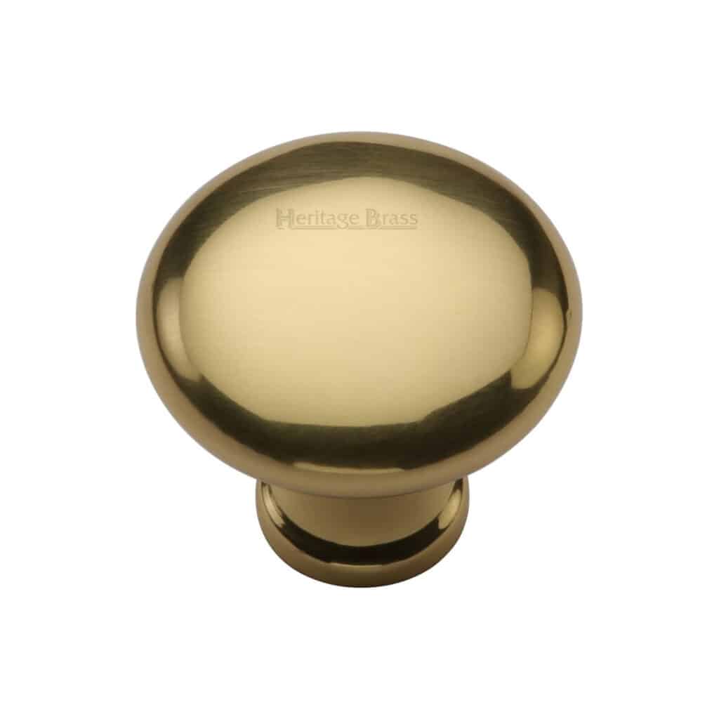 Heritage Brass Cabinet Knob Victorian Oval Design 32mm Satin Brass finish 1