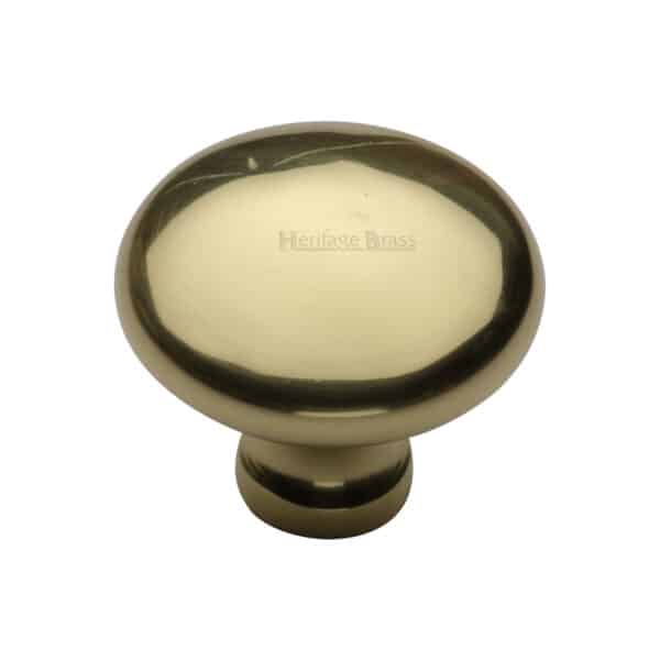 Heritage Brass Cabinet Knob Victorian Oval Design 38mm Satin Brass finish 1