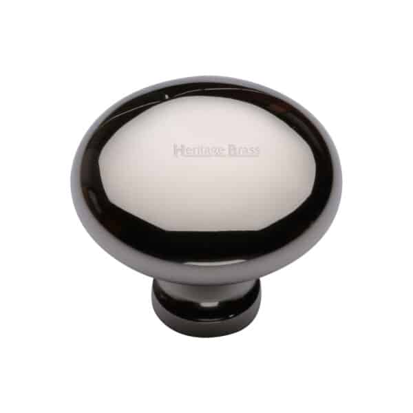 Heritage Brass Cabinet Knob Victorian Oval Design 38mm Satin Nickel finish 1