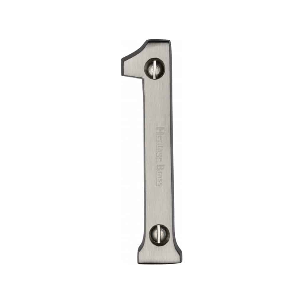 Heritage Brass Numeral 4 Face Fix 76mm (3") Satin Chrome finish 1