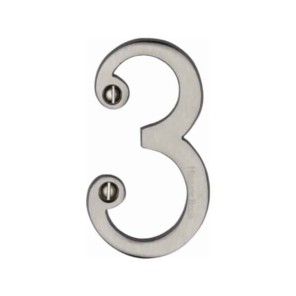 Heritage Brass Numeral 6 Face Fix 76mm (3") Satin Chrome finish 1