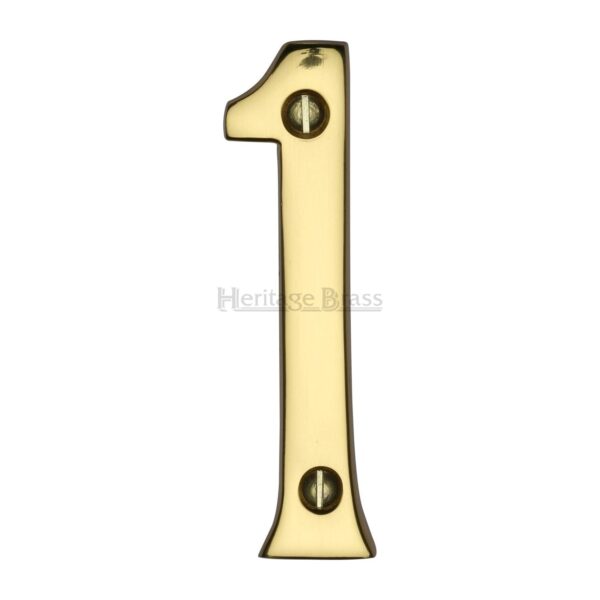 Heritage Brass Numeral 4 Face Fix 76mm (3") Polished Brass finish 1