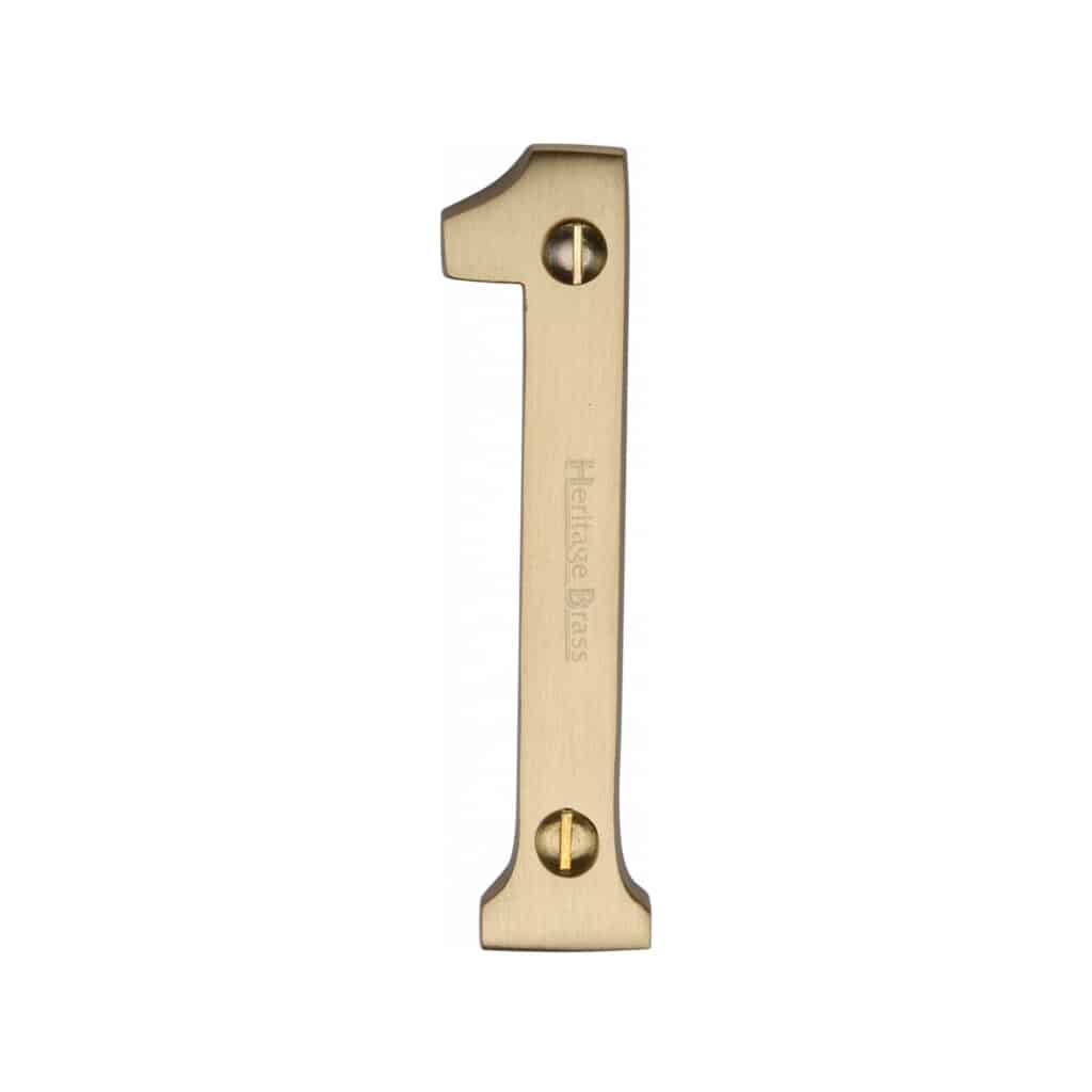 Heritage Brass Numeral 4 Face Fix 76mm (3") Satin Brass finish 1