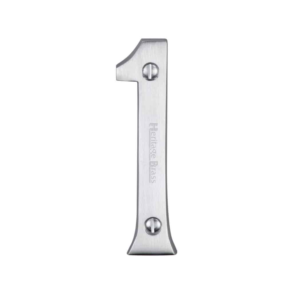 Heritage Brass Numeral 4 Face Fix 76mm (3") Satin Chrome finish 1