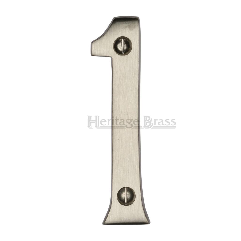 Heritage Brass Numeral 4 Face Fix 76mm (3") Satin Nickel finish 1