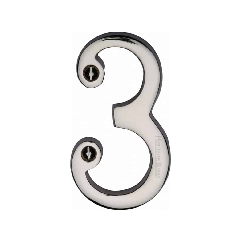 Heritage Brass Numeral 6 Face Fix 76mm (3") Satin Chrome finish 1