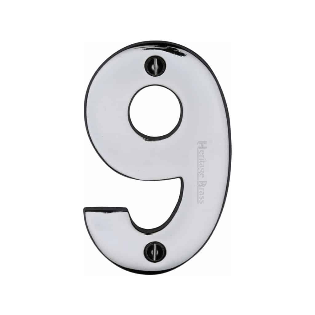 Heritage Brass Numeral 3 Face Fix 51mm (2") Satin Chrome finish 1