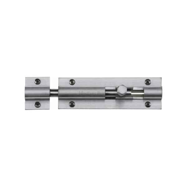 Heritage Brass Door Bolt Necked 4" x 1.25" Satin Nickel finish 1