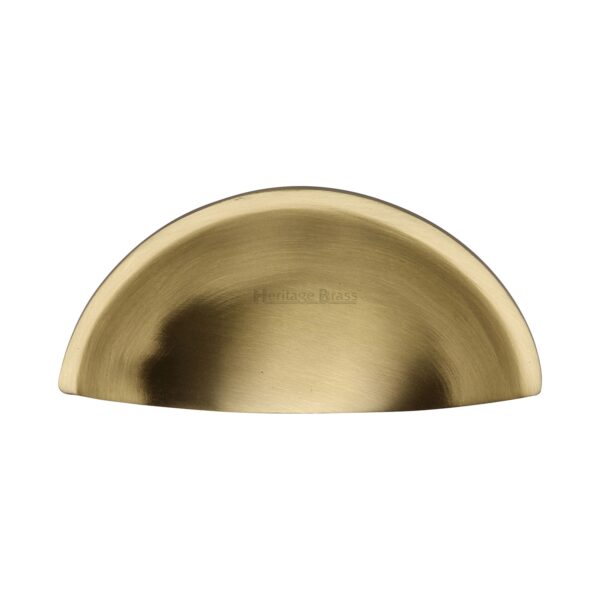 Heritage Brass Drawer Cup Pull Deco Design 89mm CTC Satin Nickel Finish 1