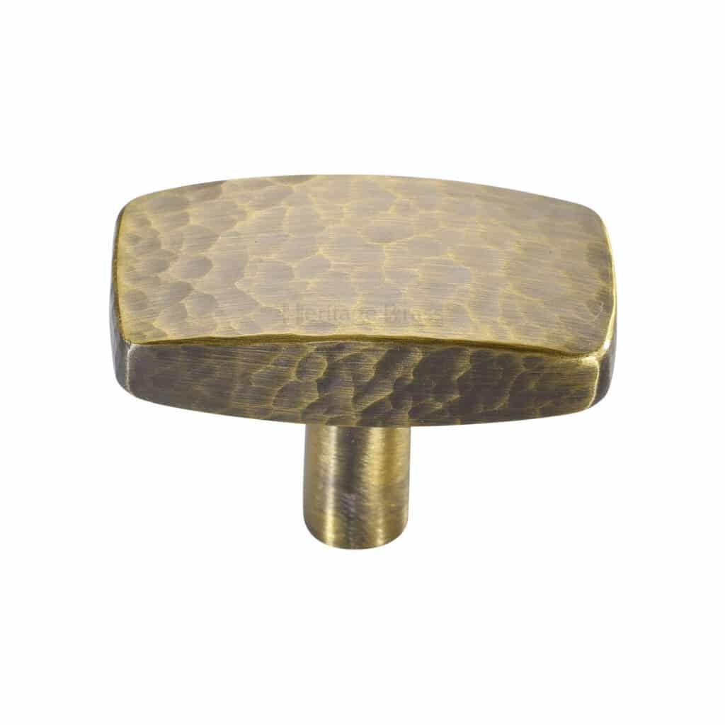 Heritage Brass Cabinet Knob Square Weave Design 32mm Aged Brass finish 1