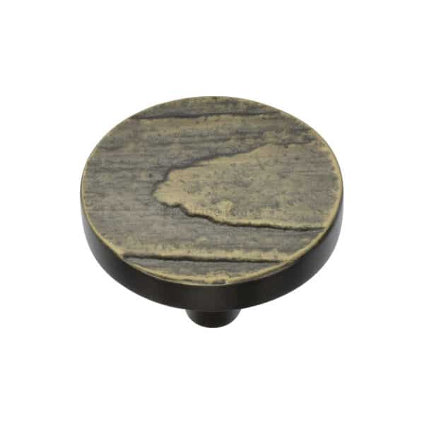 Heritage Brass Cabinet Knob Round Hammered Design with Rose 38mm Satin Brass finish 1