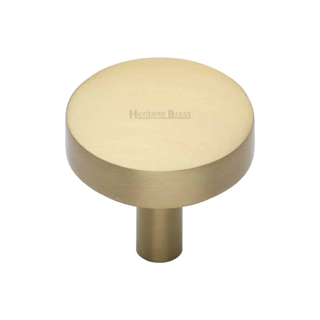 Heritage Brass Cabinet Knob Disc Knurled Design with Rose 32mm Matt Bronze/Satin Brass finish 1