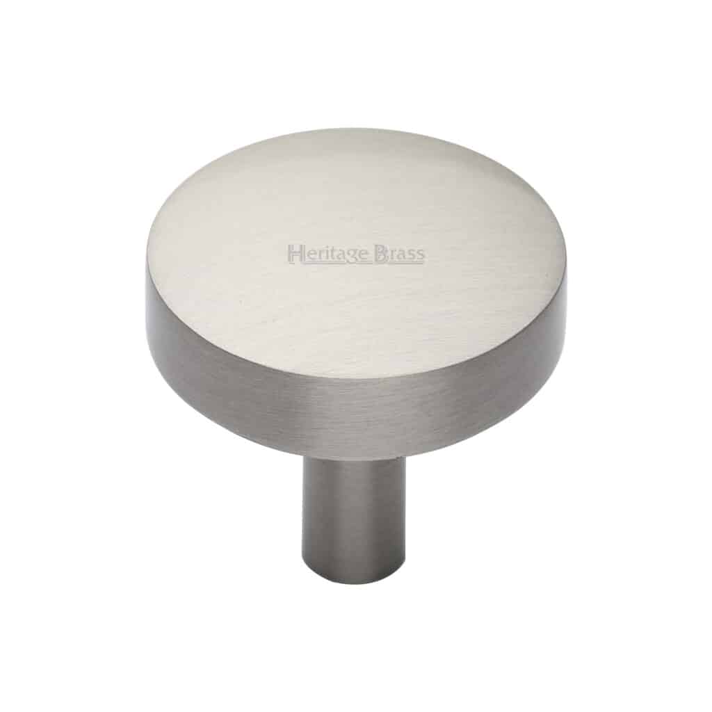 Heritage Brass Cabinet Knob Disc Knurled Design with Rose 32mm Matt Bronze/Satin Nickel finish 1