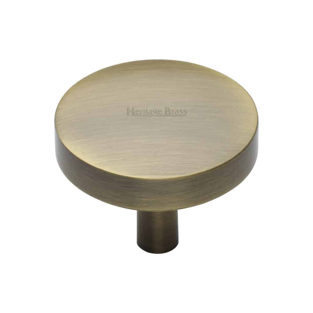 Heritage Brass Cabinet Knob Disc Knurled Design with Rose 32mm Matt Bronze finish 1