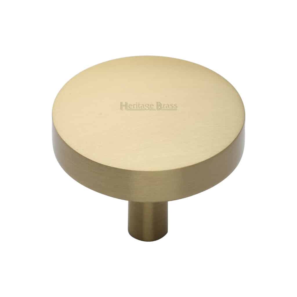 Heritage Brass Cabinet Knob Disc Knurled Design with Rose 32mm Satin Nickel finish 1