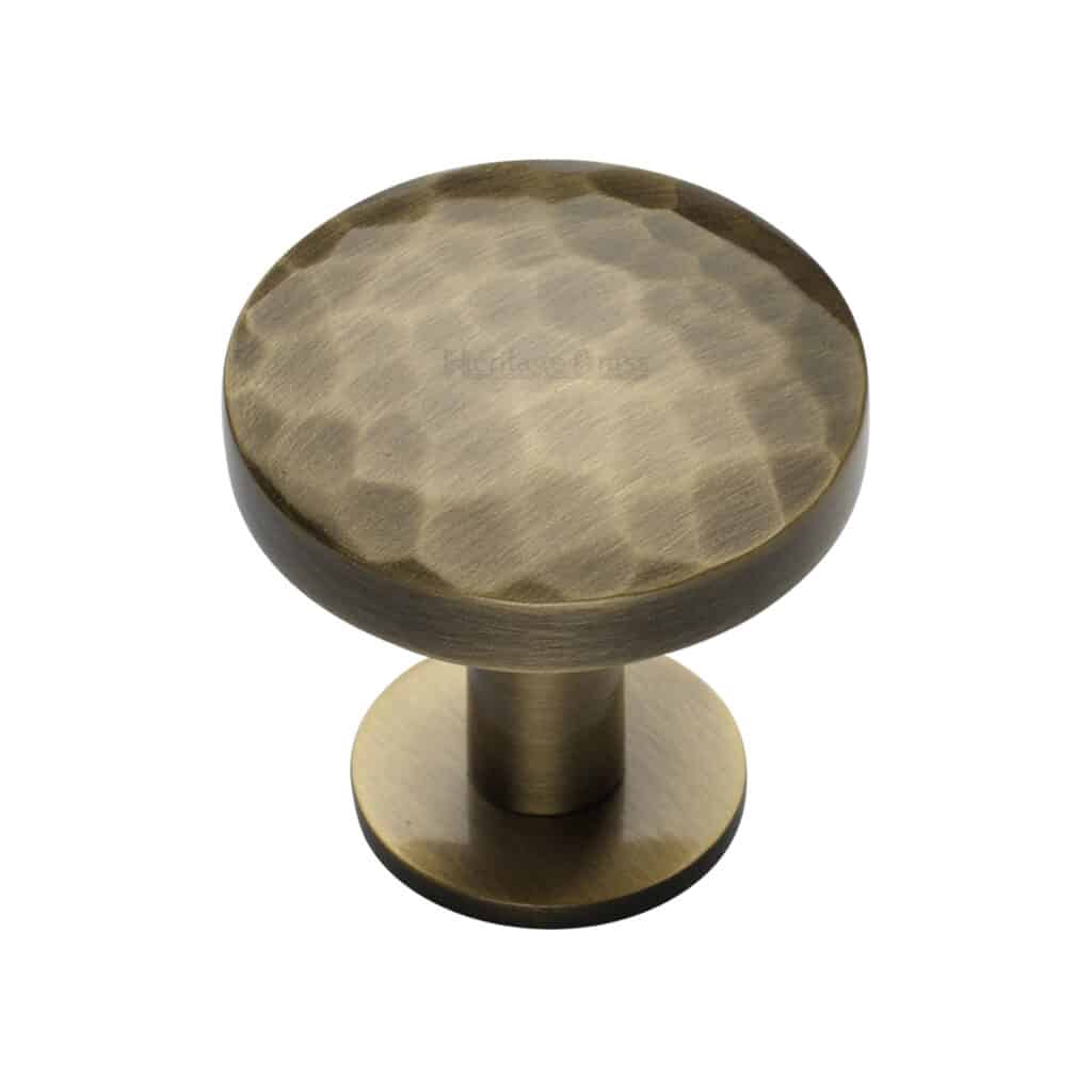 Heritage Brass Cabinet Knob Disc Knurled Design with Rose 38mm Matt Bronze/Satin Brass finish 1