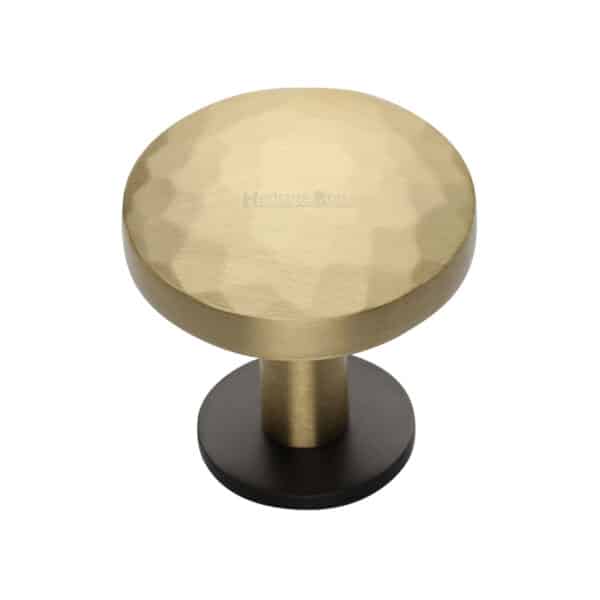 Heritage Brass Cabinet Knob Disc Knurled Design with Rose 38mm Matt Bronze/Satin Nickel finish 1