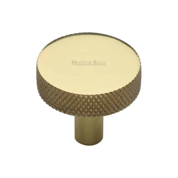 Heritage Brass Cabinet Knob Ridge Design 32mm Polished Brass finish 1