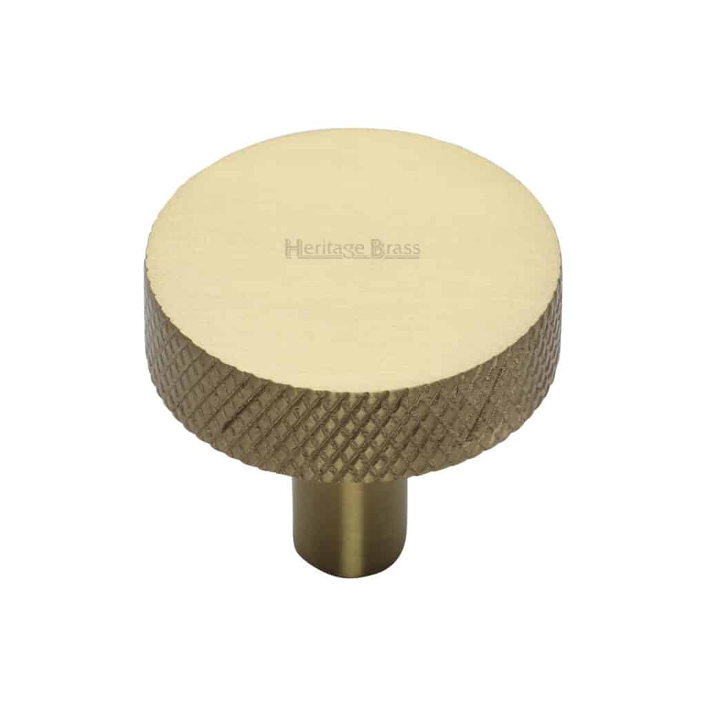 Heritage Brass Cabinet Knob Ridge Design 32mm Satin Brass finish 1