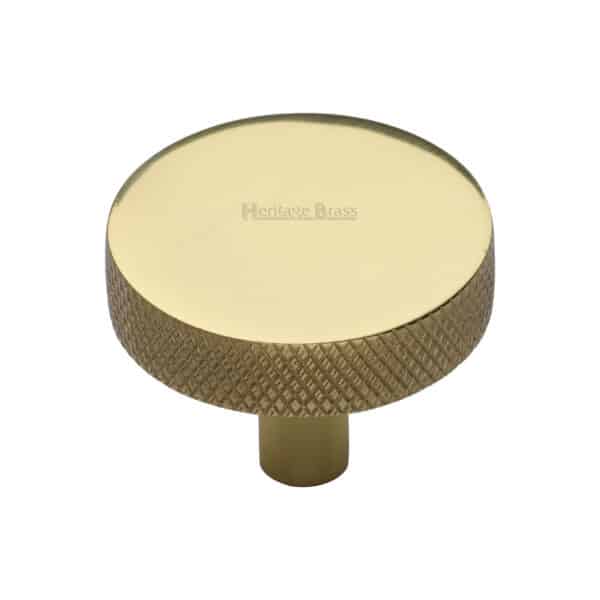 Heritage Brass Cabinet Knob Ridge Design 38mm Polished Brass finish 1