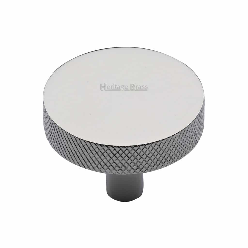 Heritage Brass Cabinet Knob Ridge Design 38mm Polished Nickel finish 1