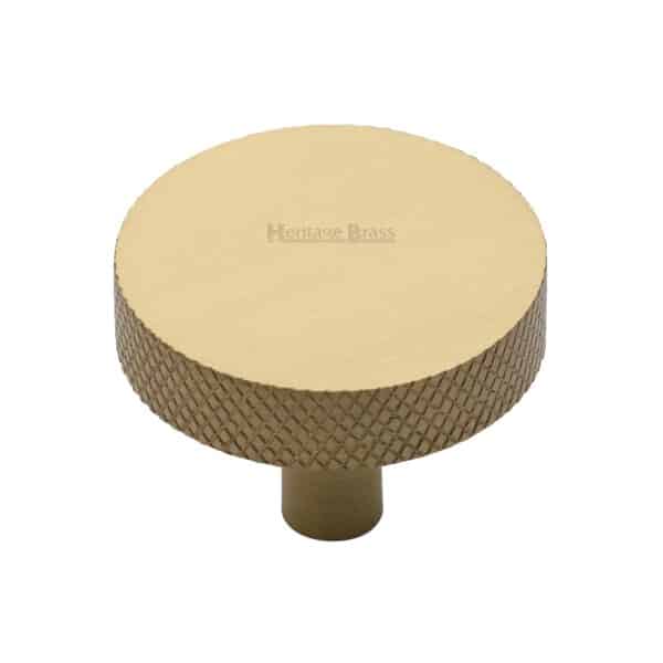 Heritage Brass Cabinet Knob Ridge Design 38mm Satin Brass finish 1