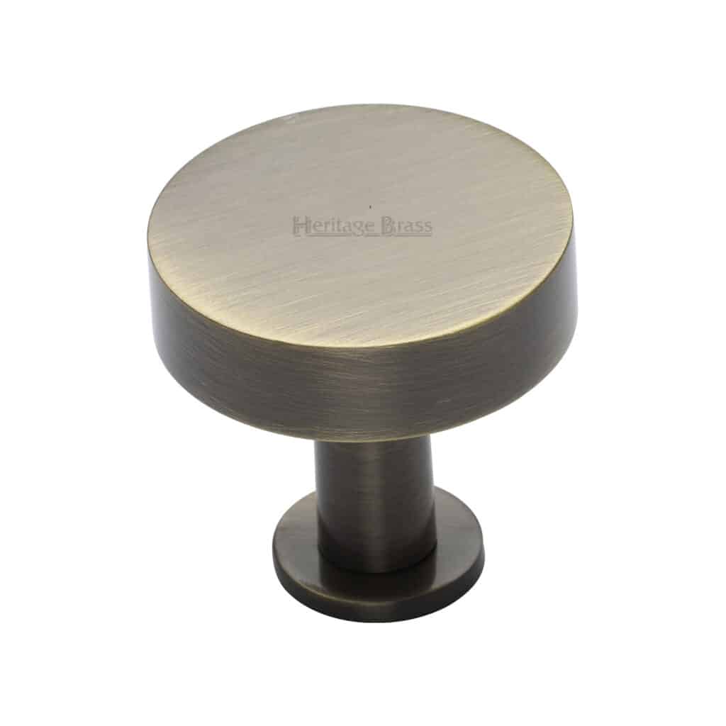 Heritage Brass Cabinet Knob Ridge Design with Rose 32mm Antique Brass finish 1