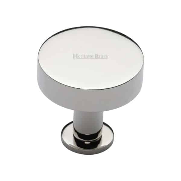 Heritage Brass Cabinet Knob Ridge Design with Rose 32mm Satin Nickel finish 1