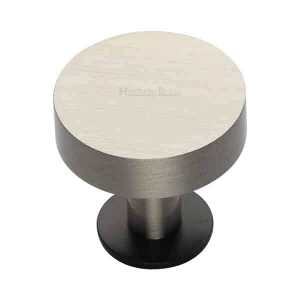 Heritage Brass Cabinet Knob Ridge Design with Rose 38mm Polished Nickel finish 1