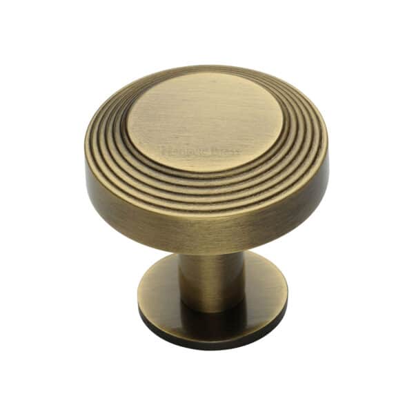 Heritage Brass Cabinet Knob Stepped Oval Design 41mm Antique Brass finish 1