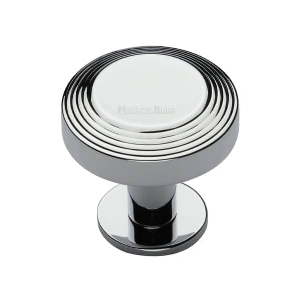 Heritage Brass Cabinet Knob Stepped Oval Design 41mm Polished Chrome finish 1