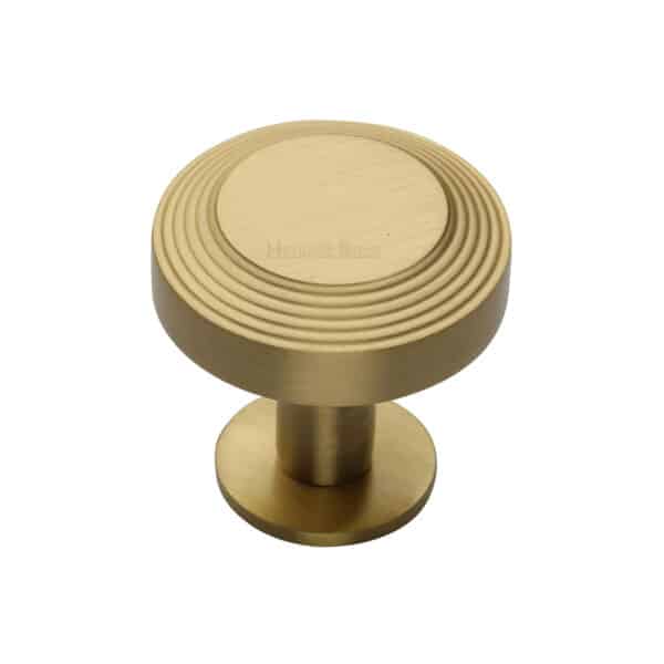 Heritage Brass Cabinet Knob Stepped Oval Design 41mm Satin Brass finish 1