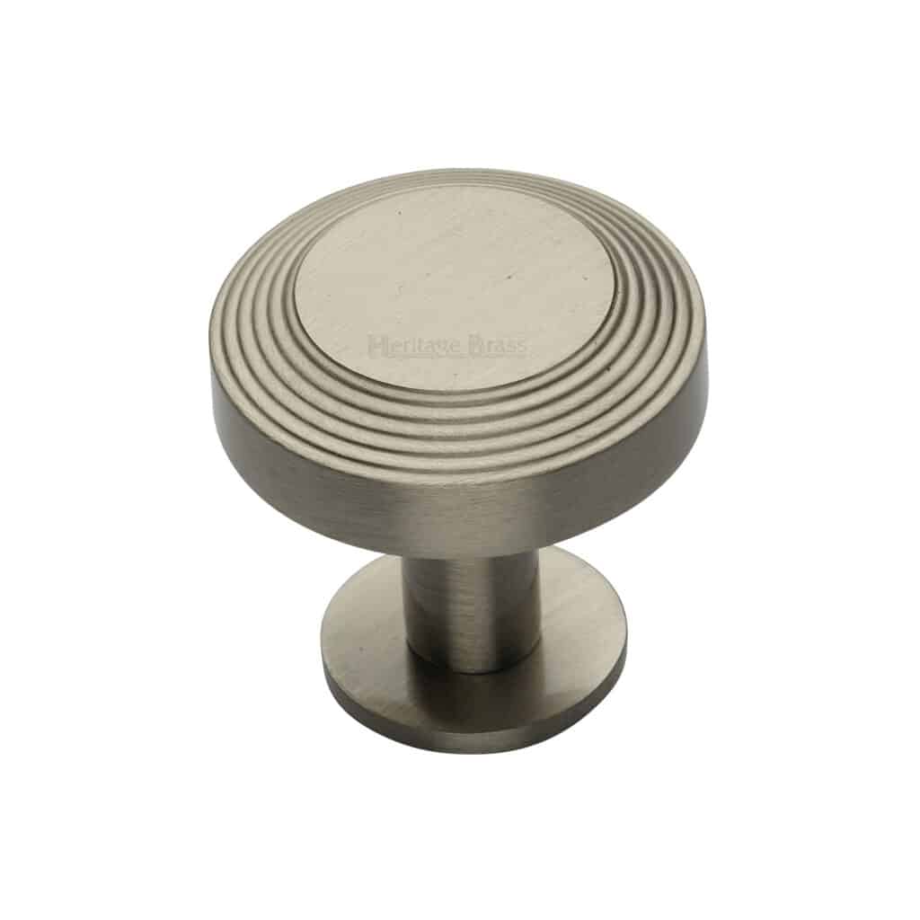 Heritage Brass Cabinet Knob Stepped Oval Design 41mm Satin Nickel finish 1