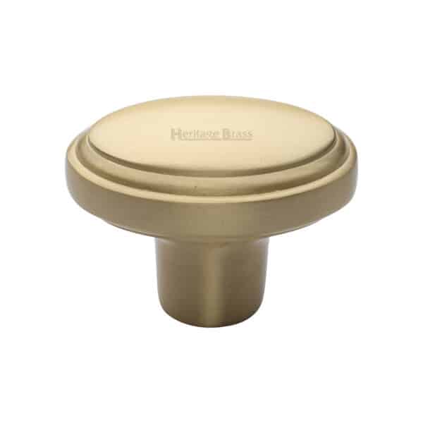 Heritage Brass Cabinet Knob Hexagon Design 38mm Satin Brass finish 1