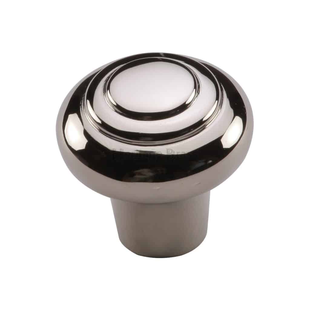 Heritage Brass Cabinet Knob Hexagon Design with Rose 38mm Polished Nickel finish 1