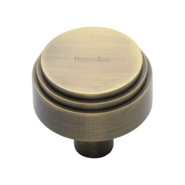 Heritage Brass Cabinet Knob Plinth Square Design with base 25mm Polished Brass finish 1